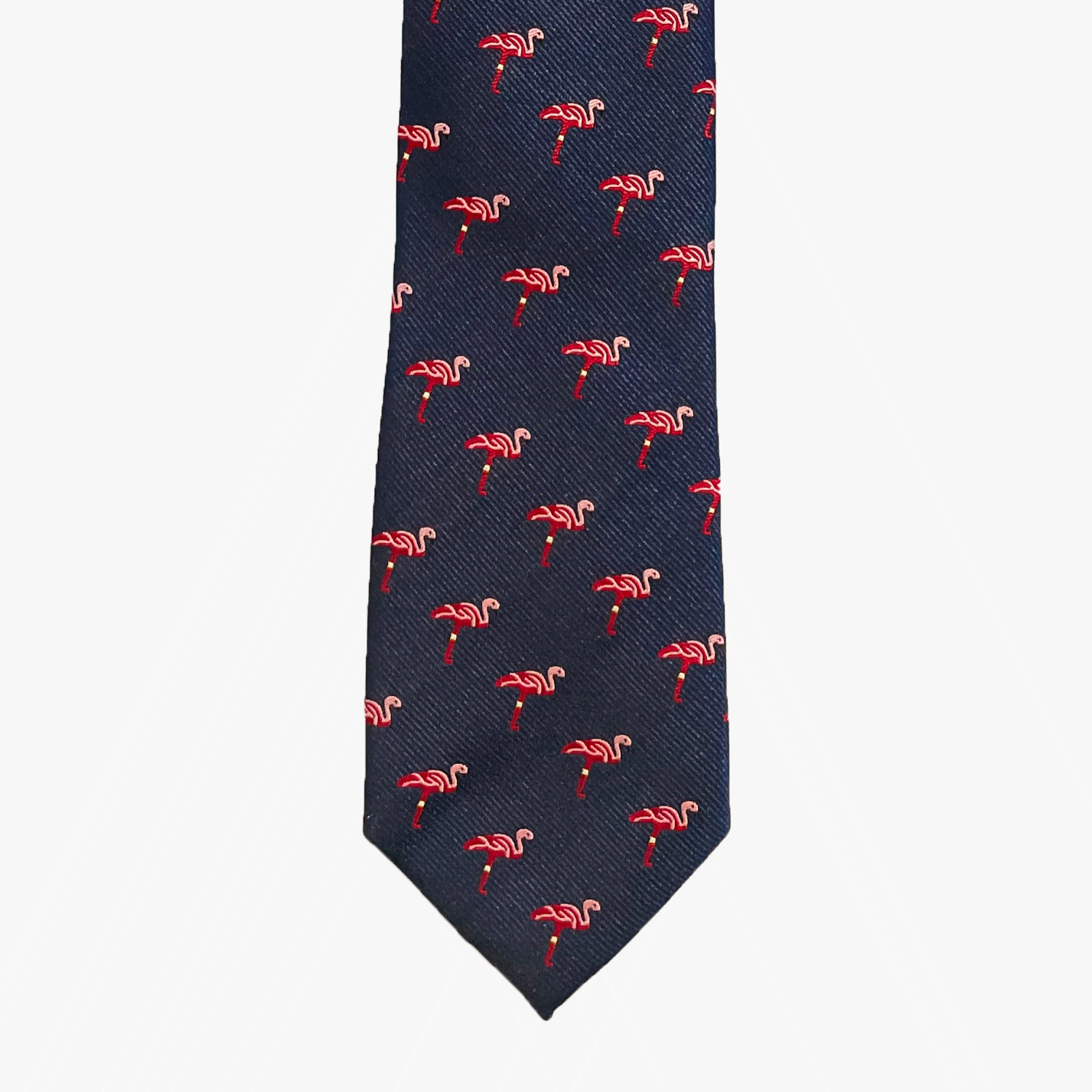 Pink Flamingo Blue Silk Necktie