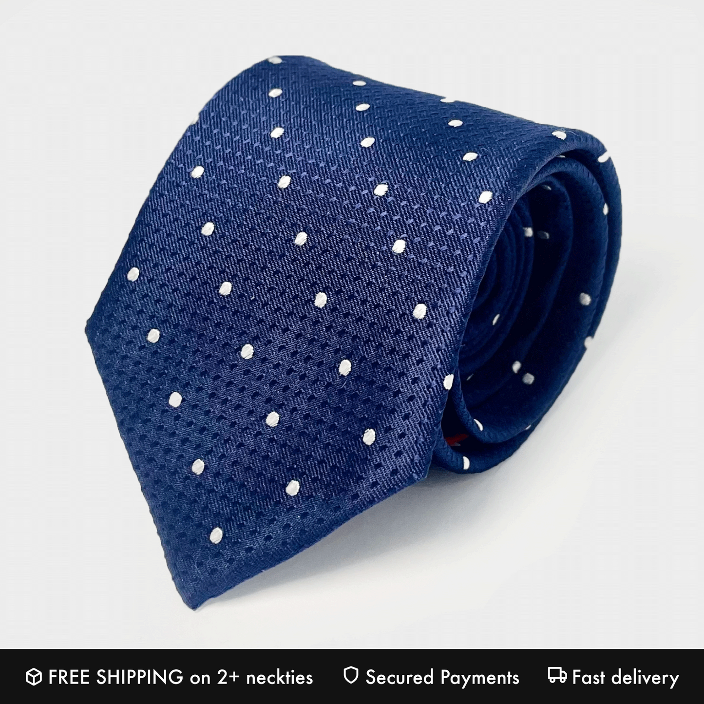 Blue Polkadot Silk Necktie